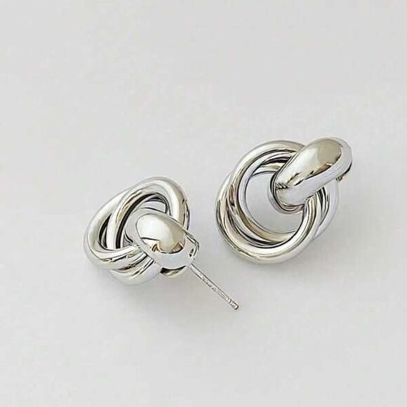 Modern Double Knot Earrings | 925 Sterling Silver - Picture 2 of 3